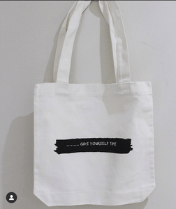Give Yourself Time Tote, 100% Cotton Canvas - size 42cm x 42cm Tote Bags Your Inspiration Platform Beige 