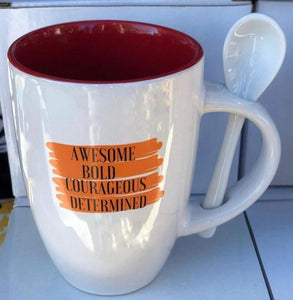 Awesome, Bold, Courageous , Determined (ABCD) Mug with Spoon Mug Your Inspiration Platform 