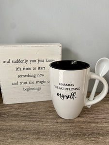 Learning The Art Of Loving Myself Mug with Spoon